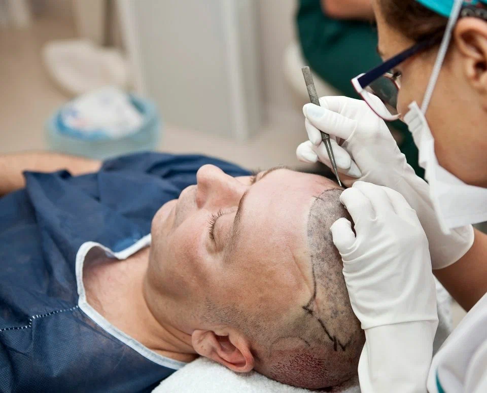 Hair transplant procedure at Larosh Medical Clinic in Dubai